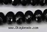 CAG3997 15.5 inches 12*16mm faceted rondelle black agate beads