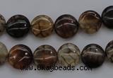 CAG4061 15.5 inches 10mm flat round dragon veins agate beads