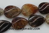 CAG4096 15.5 inches 13*18mm twisted flat teardrop dragon veins agate beads