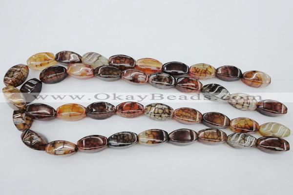 CAG4154 15.5 inches 10*20mm twisted rice dragon veins agate beads