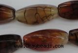 CAG4164 15.5 inches 10*20mm twisted trihedron dragon veins agate beads