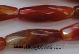 CAG4198 15.5 inches 12*35mm faceted rice natural fire agate beads