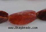 CAG4202 10*20mm faceted & twisted trihedron natural fire agate beads