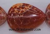 CAG4222 15.5 inches 30*40mm flat teardrop natural fire agate beads