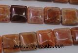 CAG4228 15.5 inches 12*12mm square natural fire agate beads