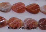 CAG4245 15.5 inches 13*18mm twisted flat teardrop natural fire agate beads