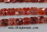 CAG4250 15.5 inches 8*8mm faceted square natural fire agate beads