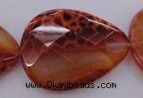 CAG4277 15.5 inches 30*40mm faceted flat teardrop natural fire agate beads