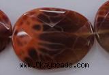 CAG4280 15.5 inches 28*39mm faceted freeform natural fire agate beads