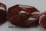 CAG4288 30*40mm faceted & twisted octagonal natural fire agate beads