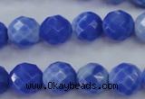 CAG4312 15.5 inches 8mm faceted round dyed blue fire agate beads