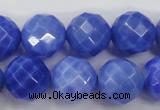 CAG4313 15.5 inches 10mm faceted round dyed blue fire agate beads