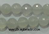 CAG4350 15.5 inches 8mm faceted round white agate beads wholesale