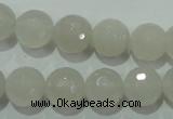 CAG4351 15.5 inches 10mm faceted round white agate beads wholesale