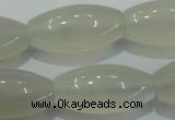 CAG4355 15.5 inches 15*30mm rice white agate beads wholesale