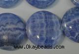 CAG4383 15.5 inches 25mm flat round dyed blue lace agate beads