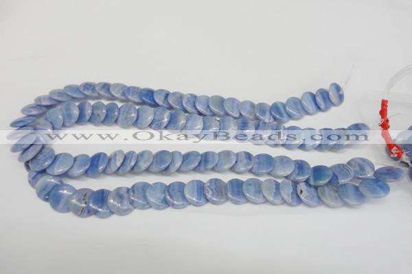 CAG4392 15.5 inches 14mm flat round dyed blue lace agate beads