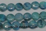 CAG4420 15.5 inches 10mm flat round dyed blue lace agate beads