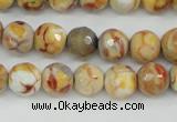 CAG4482 15.5 inches 6mm faceted round fire crackle agate beads