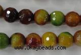 CAG4520 15.5 inches 10mm faceted round fire crackle agate beads