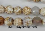 CAG4521 15.5 inches 10mm faceted round fire crackle agate beads