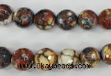 CAG4525 15.5 inches 10mm faceted round fire crackle agate beads