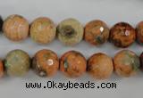 CAG4529 15.5 inches 10mm faceted round fire crackle agate beads