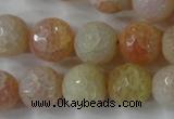 CAG4555 15.5 inches 14mm faceted round fire crackle agate beads