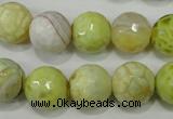 CAG4559 15.5 inches 14mm faceted round fire crackle agate beads