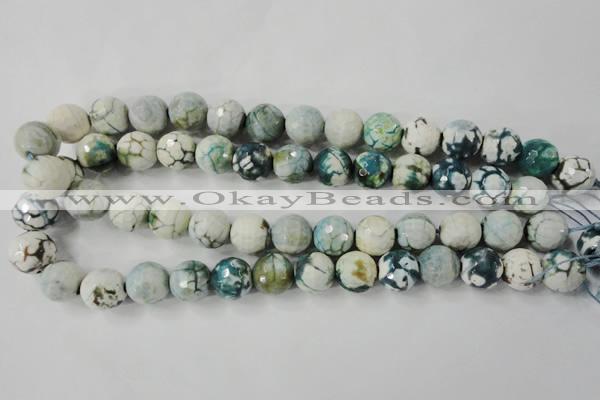 CAG4562 15.5 inches 14mm faceted round fire crackle agate beads