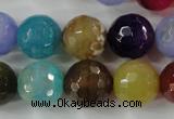 CAG4564 15.5 inches 14mm faceted round fire crackle agate beads