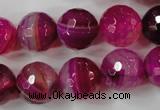 CAG4568 15.5 inches 14mm faceted round agate beads wholesale