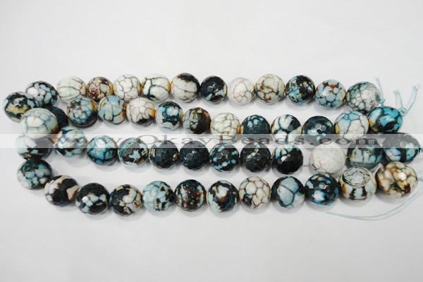 CAG4578 15.5 inches 16mm faceted round fire crackle agate beads