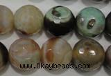 CAG4581 15.5 inches 16mm faceted round fire crackle agate beads