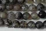 CAG4600 15.5 inches 4mm faceted round fire crackle agate beads