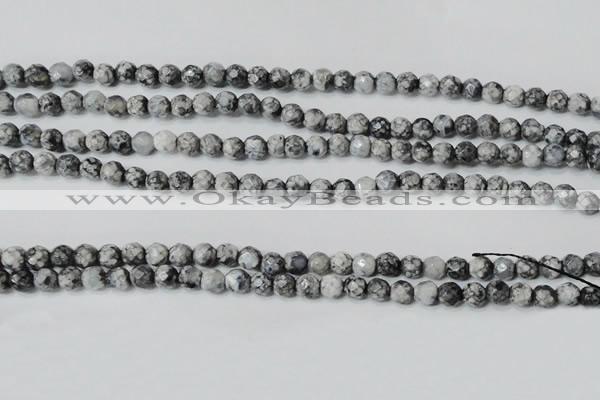 CAG4601 15.5 inches 4mm faceted round fire crackle agate beads