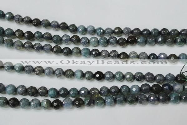 CAG4610 15.5 inches 6mm faceted round fire crackle agate beads