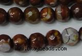 CAG4617 15.5 inches 6mm faceted round fire crackle agate beads