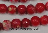 CAG4640 15.5 inches 6mm faceted round fire crackle agate beads