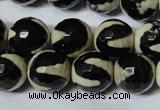 CAG4675 15.5 inches 14mm faceted round tibetan agate beads wholesale