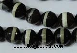 CAG4678 15.5 inches 12mm faceted round tibetan agate beads wholesale