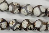 CAG4710 15 inches 14mm faceted round tibetan agate beads wholesale