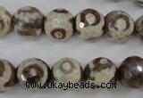 CAG4715 15 inches 10mm faceted round tibetan agate beads wholesale