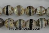 CAG4723 15 inches 8mm faceted round tibetan agate beads wholesale