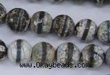 CAG4725 15 inches 12mm faceted round tibetan agate beads wholesale