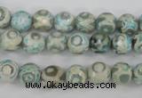 CAG4730 15 inches 8mm faceted round tibetan agate beads wholesale