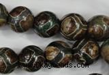 CAG4738 15 inches 14mm round tibetan agate beads wholesale