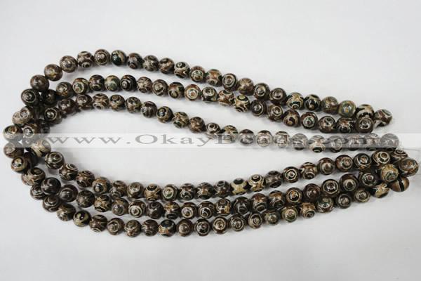 CAG4746 15 inches 8mm round tibetan agate beads wholesale