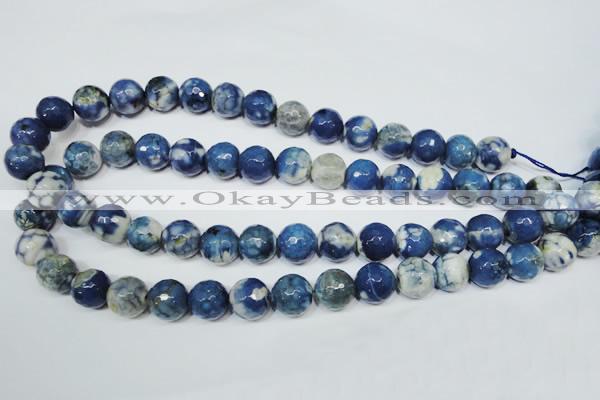 CAG4808 15 inches 12mm faceted round fire crackle agate beads