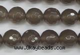 CAG4828 15 inches 12mm faceted round grey agate beads wholesale